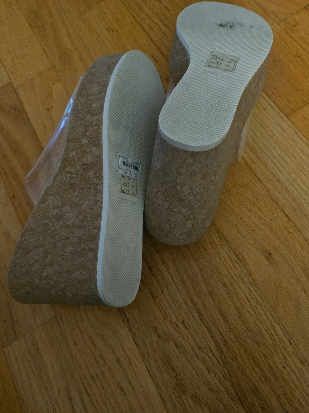 Wedge Platform Sandals in Clear and Natural Cork